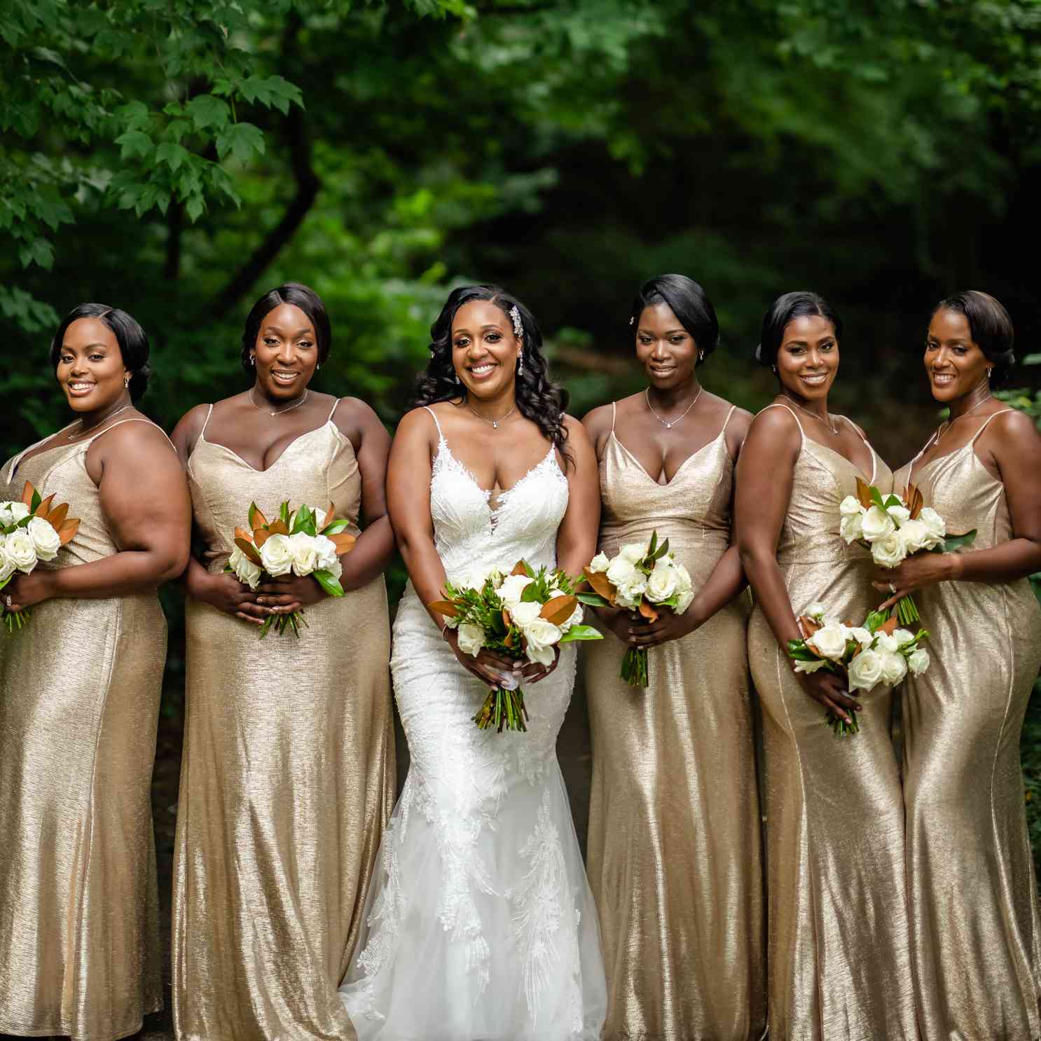 Elegant Gold Satin Bridesmaid Dresses for a Timeless Wedding Look