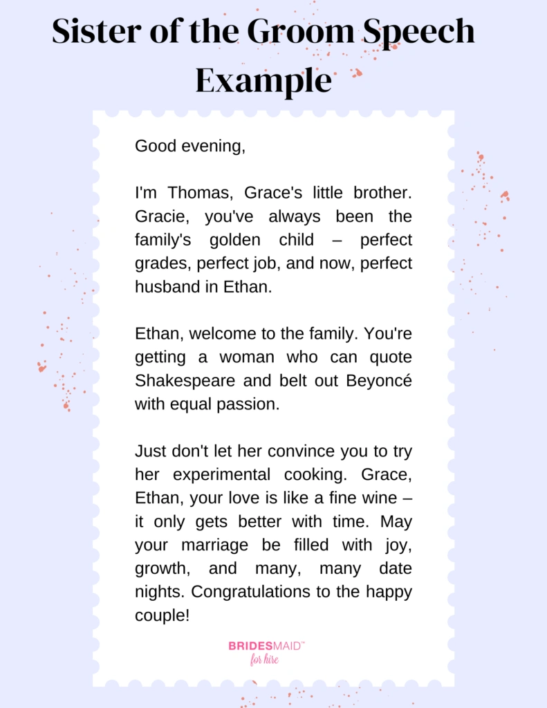 Perfect Sister of the Groom Speech: Guide & Examples