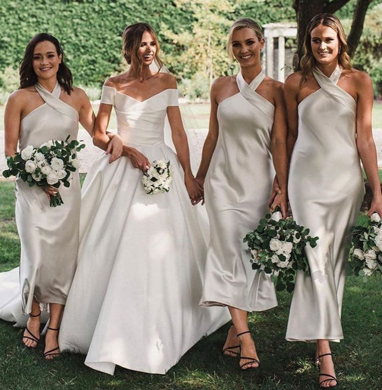 Shop Stunning Ivory Satin Bridesmaid Dresses for Your Wedding Party