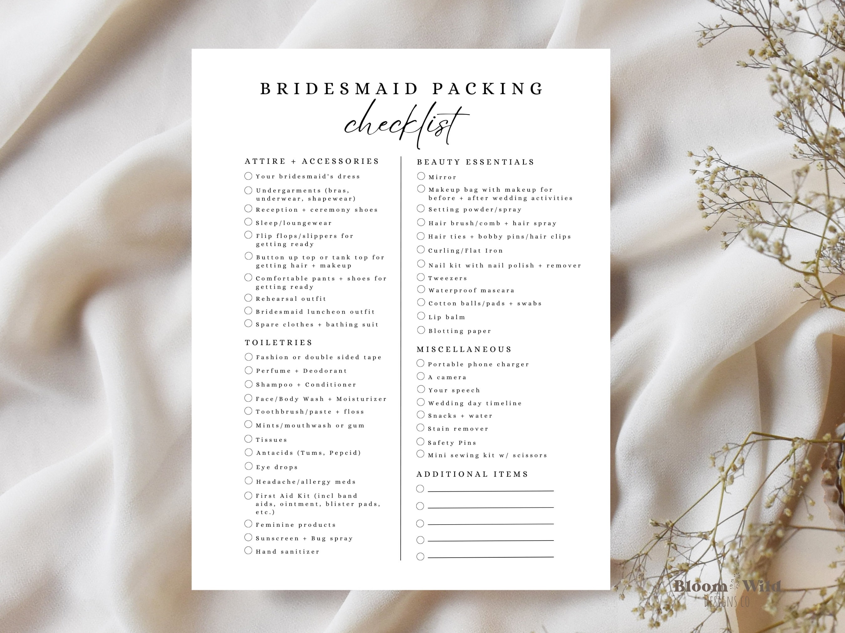 Complete Bridesmaid Packing List for Wedding Weekend and Overnight Stay