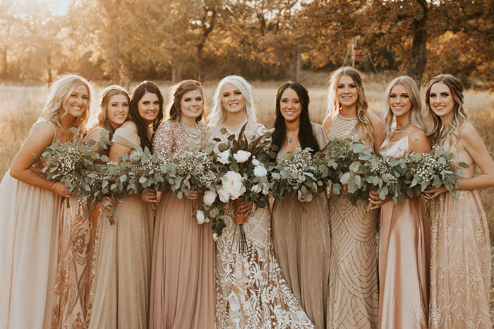 Stunning White Gold Bridesmaid Dresses to Complement Any Wedding Theme