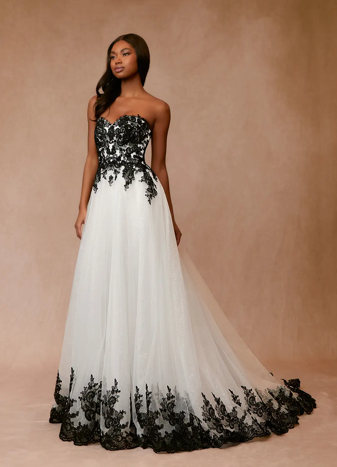 white with black lace wedding dress