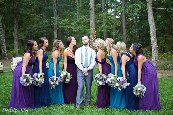 Trendy Purple and Teal Bridesmaid Dresses for an On-Trend Look