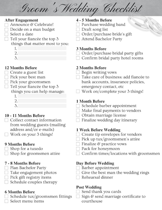 Grooms Ultimate Wedding Checklist: Everything You Need to Know Before Your Wedding Day