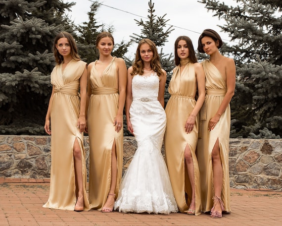 Where to Buy Affordable Brown and Gold Bridesmaid Dresses