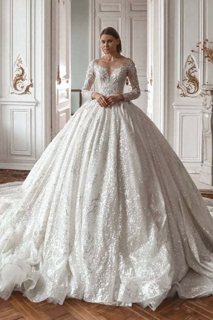 Shop the Best Lace Wedding Dress with Long Train Online Now