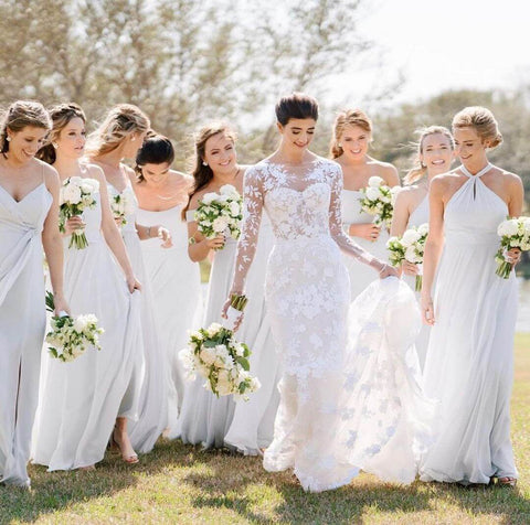 Trendy White Gown Bridesmaid Dresses Your Bridal Party Needs