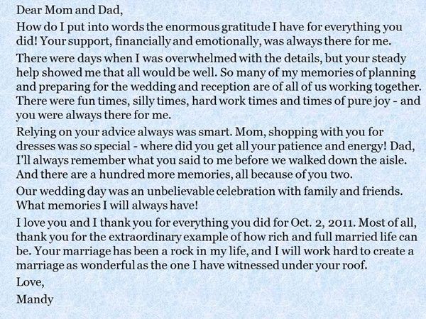 Show Your Love: Heartfelt Wedding Thank You Letter to Parents of the Bride