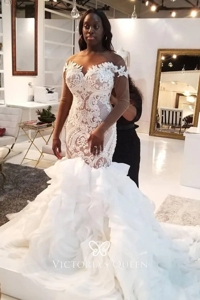 Where to Buy Lace and Ruffles Wedding Dress Online