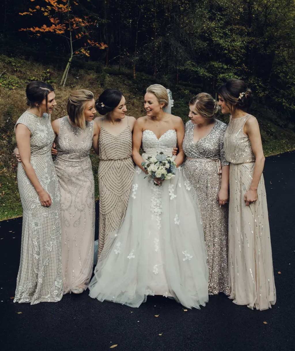 Shine Bright: White Gold Bridesmaid Dresses for Your Big Day