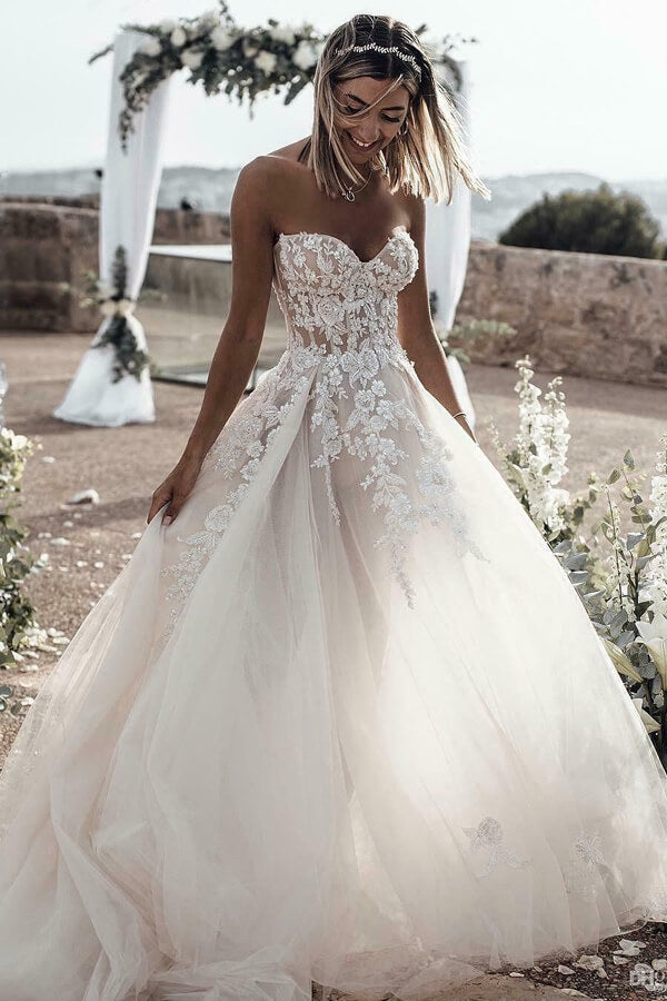 Affordable A Line Tulle and Lace Wedding Dress Online Deals