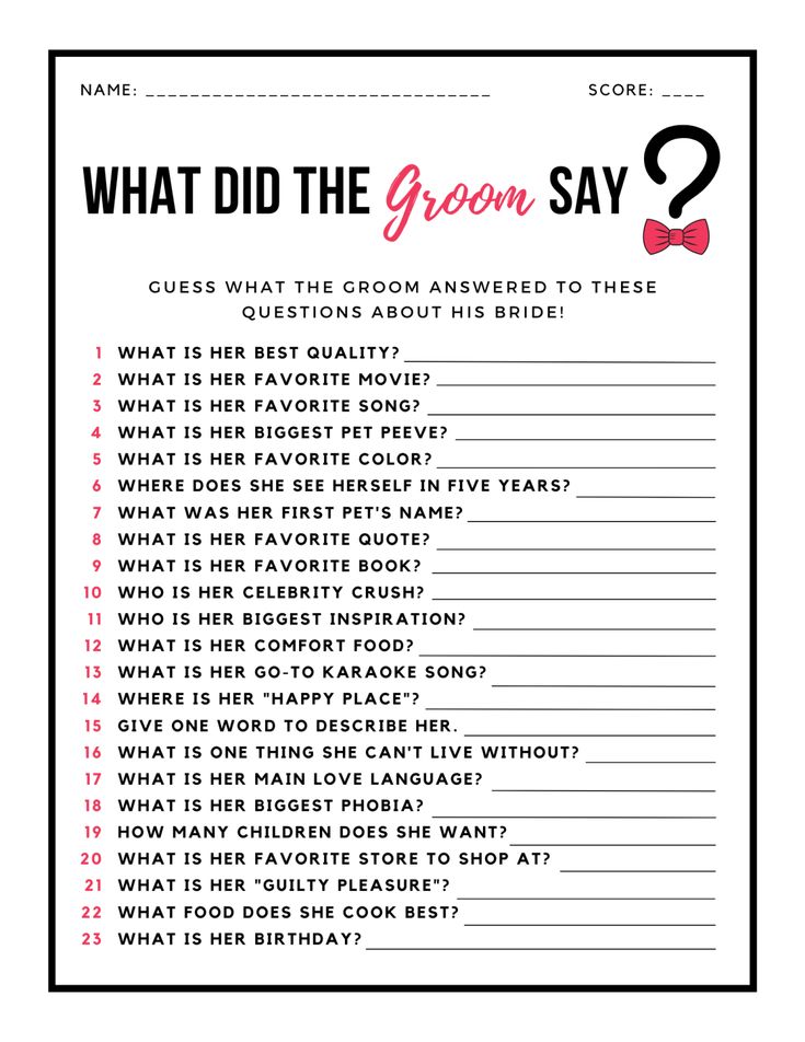 Questions About the Groom for Bridal Shower Guests