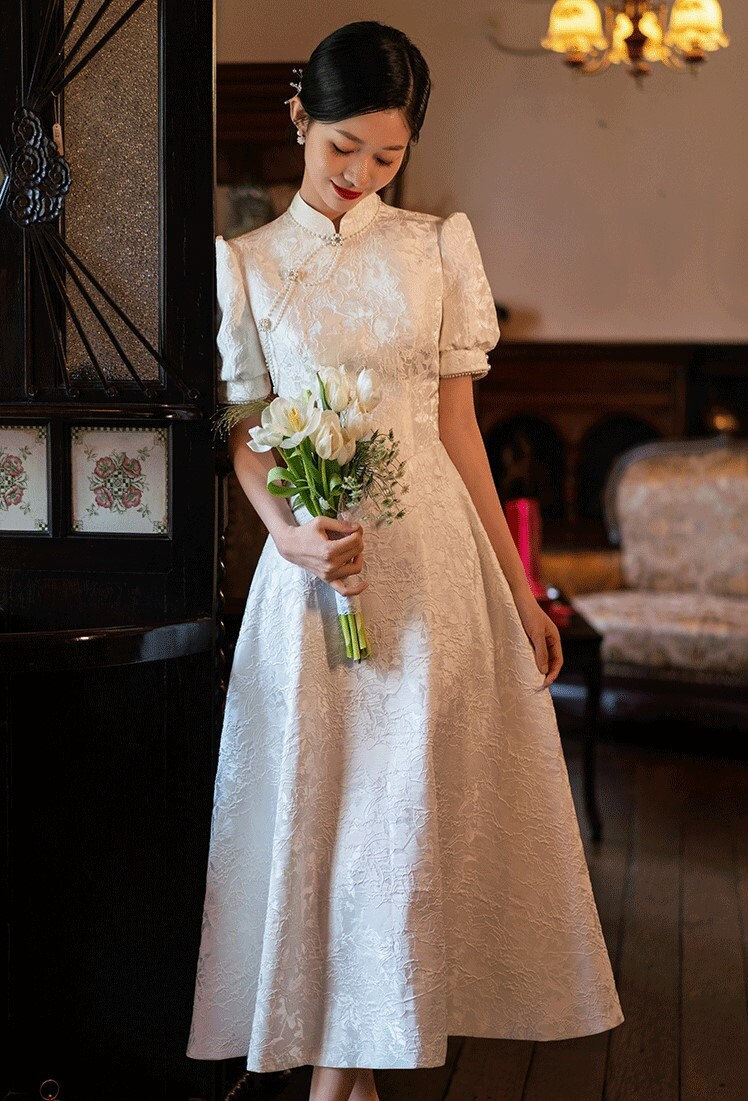 Affordable wedding dress mandarin collar (Chic looks for less)