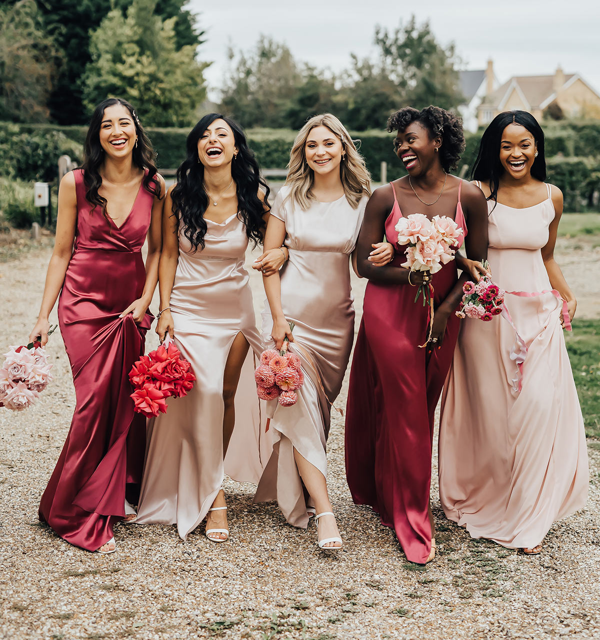 Pink Wedding Dress and Bridesmaids:  Matching Accessories and Color Palettes