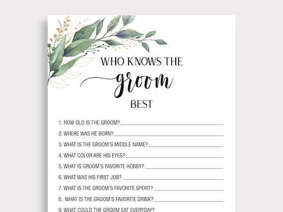 How Well Do You Know the Groom Questions: Fun and Easy Quiz For Bridal Shower